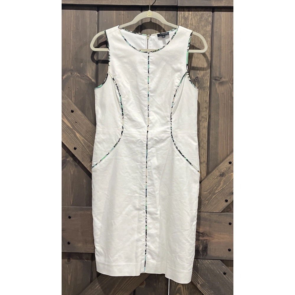 The Limited White Sheath Sleeveless Dress With Colorful Detailed‎ Trim Women's 8